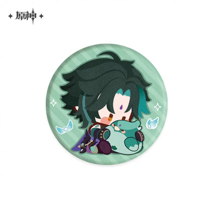 Genshin Impact Chibi Character with Plush Themed Series Badge