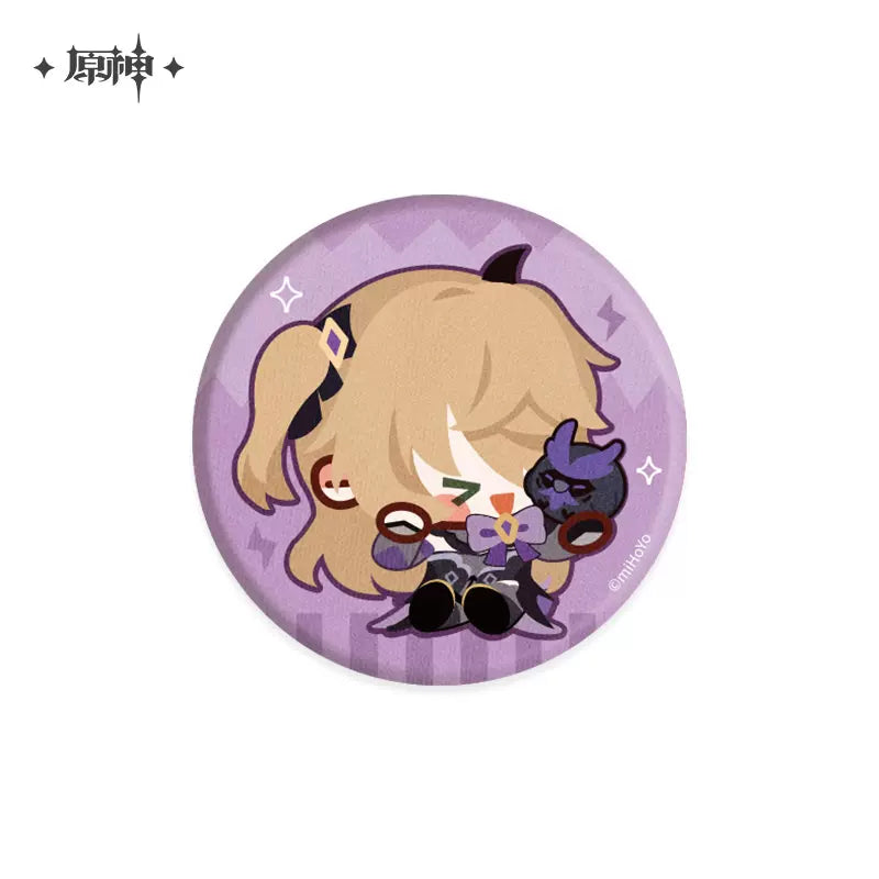 Genshin Impact Chibi Character with Plush Themed Series Badge