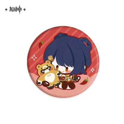 Genshin Impact Chibi Character with Plush Themed Series Badge