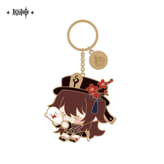 Genshin Impact Chibi Character Metal Keychain Hu Tao (In-Stock)