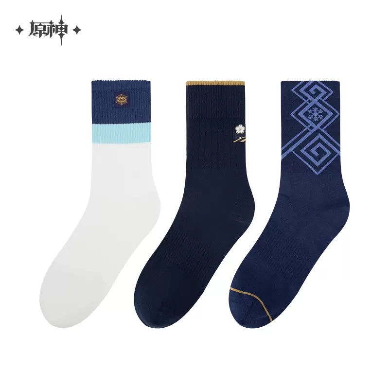 Genshin Impact Kamisato Ayaka Themed Mid Socks Set of 3