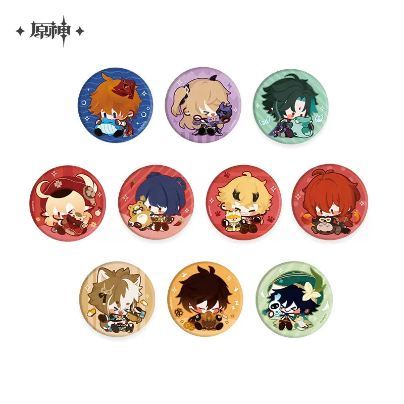 Genshin Impact Chibi Character with Plush Themed Series Badge