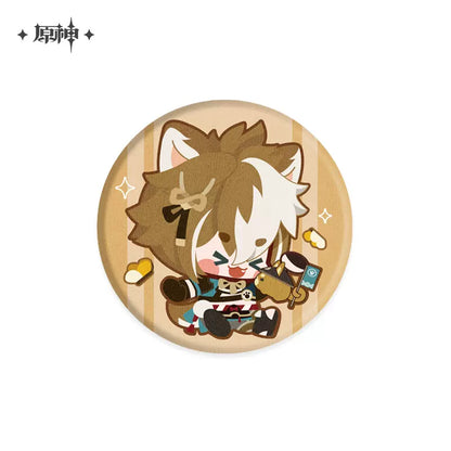 Genshin Impact Chibi Character with Plush Themed Series Badge