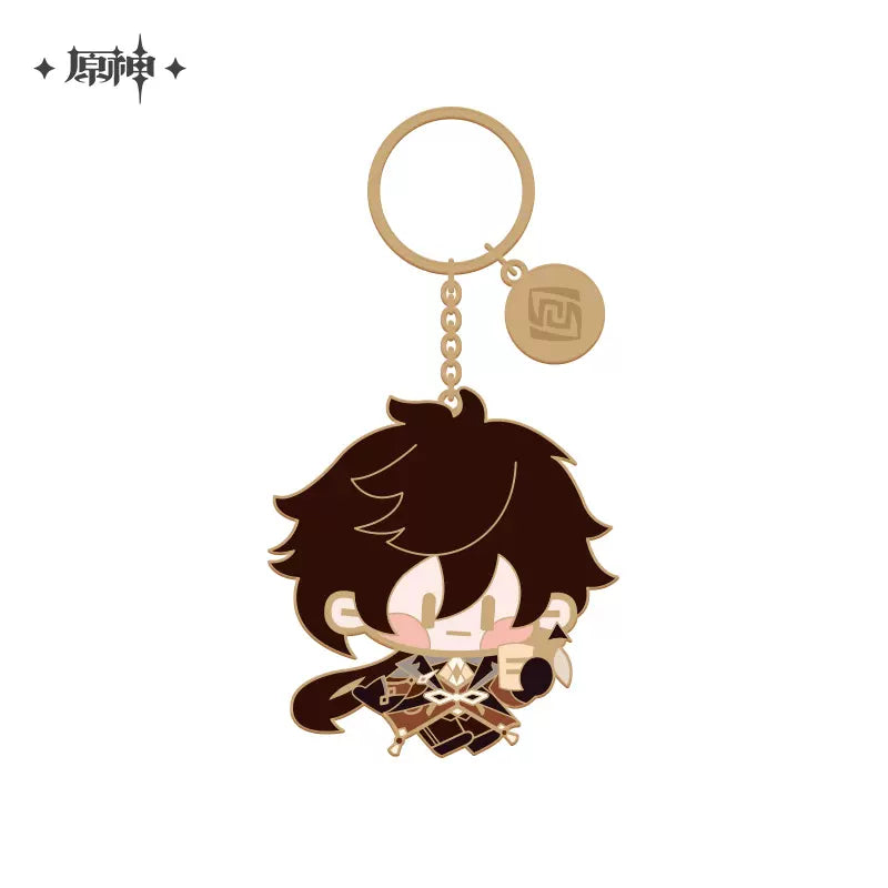 Genshin Impact Chibi Character Metal Keychain Zhongli (In-Stock)