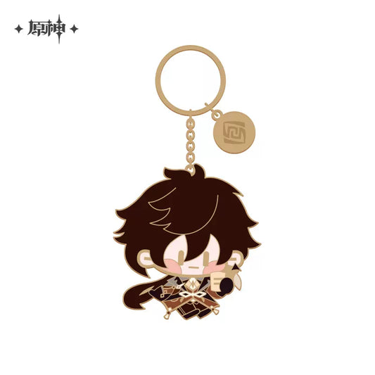 Genshin Impact Chibi Character Metal Keychain Zhongli (In-Stock)